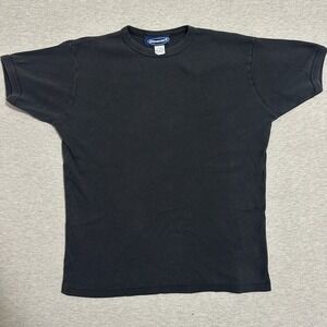 Y2K Sideout Faded Black Ribbed Cotton Blank Short Sleeve Crewneck Tee Mens Large